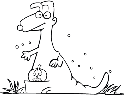 Kangaroo Haloween Illustration Coloring Page